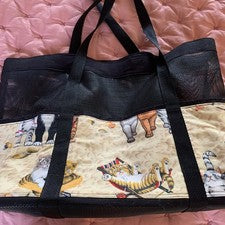 "Bolso de Mano Cartera Malla Negra Hecho a Mano 13"" X 6 1/2"" Cat Lover's Kittens"
