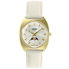 [Henry London] CUERO DE MANZANA esfera plateada 32,5 mm HL33-LS-0446-AL blanco