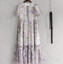 Mujer 2024 Verano Nueva Moda Cuello Redondo Estampado Suelto Vestido Largo Medio