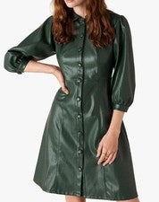 Mujer Piel de Cordero Celebridad Vestido Cuero Conjunto Cuero Informal