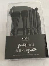 NYX 5 PC Beauty Staple JUEGO DE BROCHAS DE MAQUILLAJE Y ESTUCHE CON CREMALLERA NUEVO EN CAJA