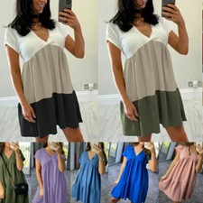 Nuevo Mini Vestido Top Para Mujer Cuello en V Volantes Capas Plisado Verano Playa Calzoncillo Columpio