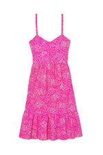 PEP - Vestido midi estampado sin mangas para mujer - Mediano - Rosa Paraíso