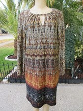 Vestido para mujer Emma & Michele multicolor M floral manga larga cuello cerradura nuevo con etiquetas