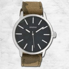 Oozoo Unisex Reloj de Pulsera Timepieces Analógico Cuero Verde UOC10001