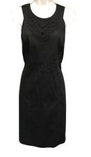 Nuevo con etiquetas Vestido para mujer Laundry By Design negro sin mangas con apliques de ganchillo talla 10