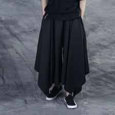 Pantalones de algodón harén boho de moda japonesa Hakama negros de hip hop para hombre