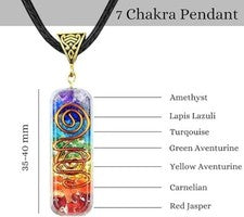Colgante de 7 chakras collar de cristal curativo natural joyería unisex punto orgón