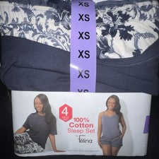 Juego de dormir de 4 piezas 100 % algodón Felina para mujer talla XS NUEVO