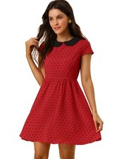 Vestido de lunares en contraste por encima de la rodilla con cuello panorámico para mujer