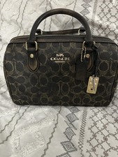 Bolso Cartera Coach Rowan Loved Signature Lona Con Dijes CDY16 Dorado/Marrón Nuevo con Etiquetas