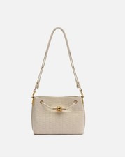 AREZZO Delphine Bolso Bandolera Mujer Nudo Cuero - Panacota / Blanco
