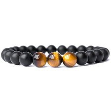 HOMBRE Mate Negro Ónix Ojo de Tigre 8mm Piedras Preciosas Cuentas Joyería Pul...