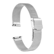 Correa de reloj de malla de acero inoxidable 316L, 14 mm, con cierre rápido, plata