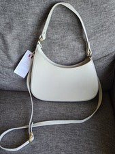 (Nuevo) Bolso de hombro bandolera de lujo con asa superior de cuero italiano crema para mujer