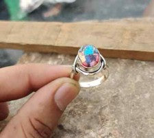 Anillo de piedras preciosas turquesa cobre rosa plata de ley 925 regalo para su anillo MK*