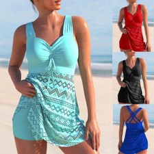 Traje de baño de mujer acolchado Tankini vestido de baño playa traje de baño Tank Top conjunto corto