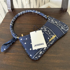 Bolso de Hombro Jacquemus Mujer Le Bisou Bandana Estampado Azul Marino NUEVO con etiquetas