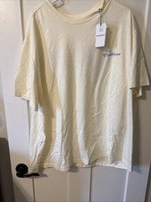 Camiseta Caribeña Para Hombres Manga Corta Talla 2XB Hawaiana Floral Gráfica Amarilla NUEVA