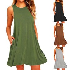 Minivestido de moda vestido camisero suelto verano vestido de verano sin mangas casual