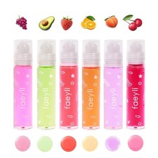 Juego de 6 piezas de brillo de labios enrollable afrutado - aceite hidratante para niños