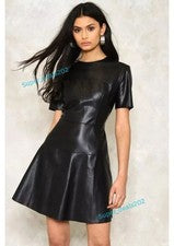 Mujer Negro Piel de Cordero Vestido Informal Fiesta Bodycon Conjunto Ropa Exterior Calce Ajustado