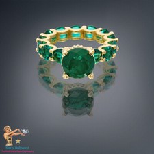 ANILLO DE COMPROMISO VERDE BOSQUE 100 % GENUINO ZAMBIA ESMERALDA MULTI PIEDRAS PRECIOSAS BANDA S7