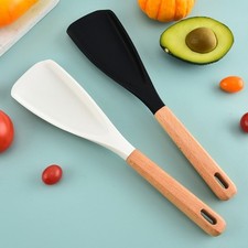 Para utensilios de cocina antiadherentes cuchara de silicona y espátula herramienta con mango cómodo