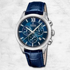 Festina Reloj de Hombre Piel Azul festina Hecho en Suiza Pulsera UF20041 /