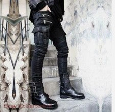 Punk Rock Hombres Moda Cremallera Gótico Hip-hop Denim Hombre DJ Lápiz Pantalones Pantalones