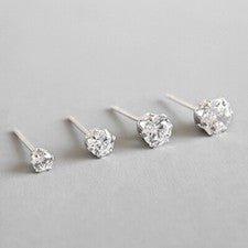 Pendientes Plata de Ley 925 3-6 mm Circonitas Mujer Hombre Pendientes