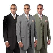 Traje de 4 botones de lana de lujo de 3 piezas para hombre con pantalones y chaleco 5263 38R ~ 56L