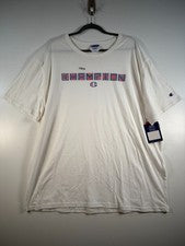 Nuevo con etiquetas Champion Hombres Cuello Redondo Gráfico Camiseta Básica Grapa Camiseta Blanca Talla 2XL 26x32.5