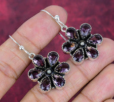 Increíbles pendientes de plata de ley 925 hechos a mano con piedras preciosas de amatista joyas regalos