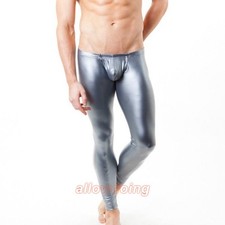 Hombres Imitación Cuero Leggings Metálicos Elastizados Cintura Baja Pantalones Pantalones Ajustados Moda