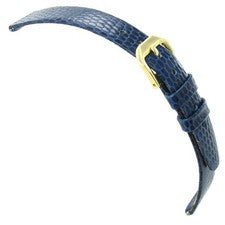Correa de reloj regular Kreisler de cuero genuino de grano de lagarto azul marino de 14 mm para dama