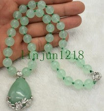 LO ÚLTIMO Collar Colgantes Cuentas Piedras Preciosas Jade Verde Claro Natural 10mm 18"" AAA