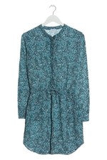 Splendid Blusenkleid Damen Viskose abstraktes Muster Türkis Schwarz Weiß Gr. 36
