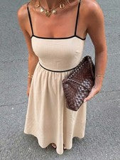 Maxivestido mujer sin mangas en colores albaricoque