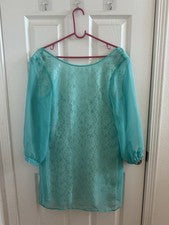 Nueva falda de encaje de malla de doble capa azul tendencia de moda para mujer talla M