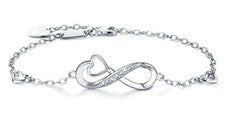 Pulsera infinita de plata 925 para mujer cadena de ancla infinito eternidad con corazones