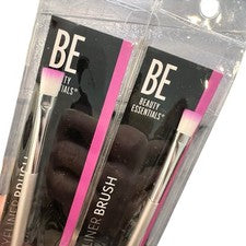 Cepillo de Maquillaje Beauty Essentials 2 Piezas Delineador de Ojos Mango Plateado NUEVO Punta Rosa