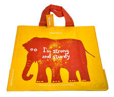 Bolso de compras reutilizable Sainsburys Elephant naranja amarillo comprador británico del Reino Unido