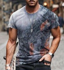 Hombres Camisetas Moda Azul Abstracto Gráfico Casual Manga Corta Camiseta