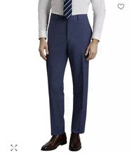 Pantalones de vestir Ted Baker para hombre 30 azules de lana Jefferson frente plano pantalones de vestir DEFECTUOSOS