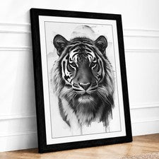 Impresión moderna de arte de pared con marco de mirada de tigre decoración del hogar lista para colgar