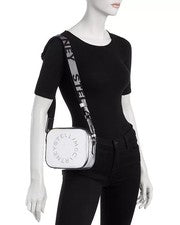 Bolso Bandolera para Cámara Stella McCartney Logo Para Mujer Plateado/Negro Ajustable~