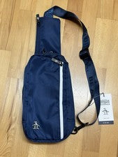 NUEVO CON ETIQUETAS ORIGINAL PINGÜINO AZUL MARINO BANDOLERA MULTI BOLSILLO CORREA DE AJUSTE 12"X7"X3.5"