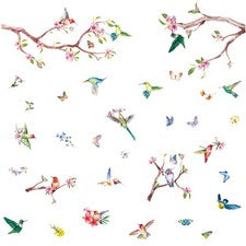 Pegatina de pared con colibrí pájaro en rama primavera hogar decoración de pared arte