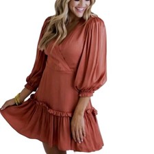 Mini vestido para mujer Sugar and Spice talla pequeña Karlie envolvente sintético naranja óxido
